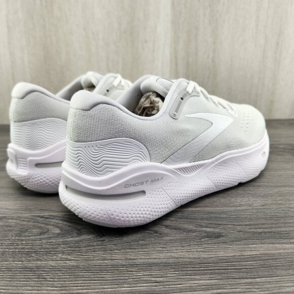 Brooks Ghost Max Size 9 Mens White Oyster Metallic Silver Running Shoes main image 6